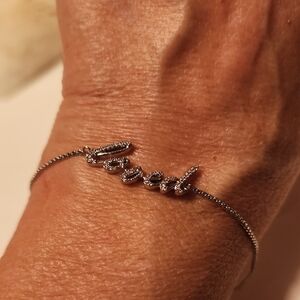 Origami Owl Silver 'Loved' Script Bracelet